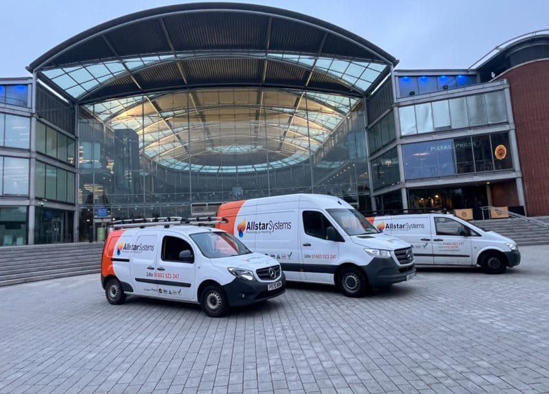 Commercial Plumbing and Heating Support in Aylsham | Allstar Systems Ltd Commercial plumbing and heating engineer working at an Aylsham business premises
