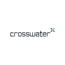 Crosswater logo in black text with blue accent
