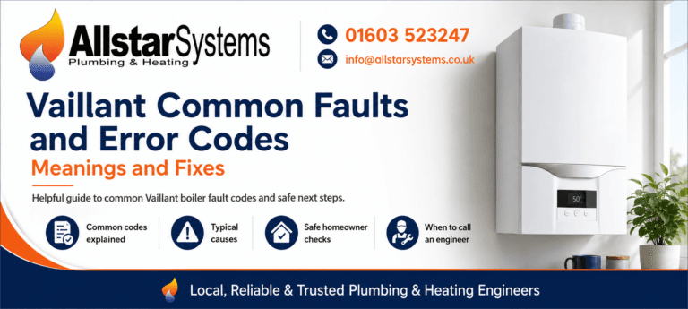 Vaillant common faults and error codes guide from Allstar Systems Plumbing and Heating