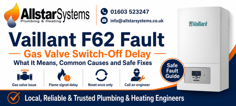 Vaillant F62 gas valve switch-off delay guide from Allstar Systems Plumbing and Heating