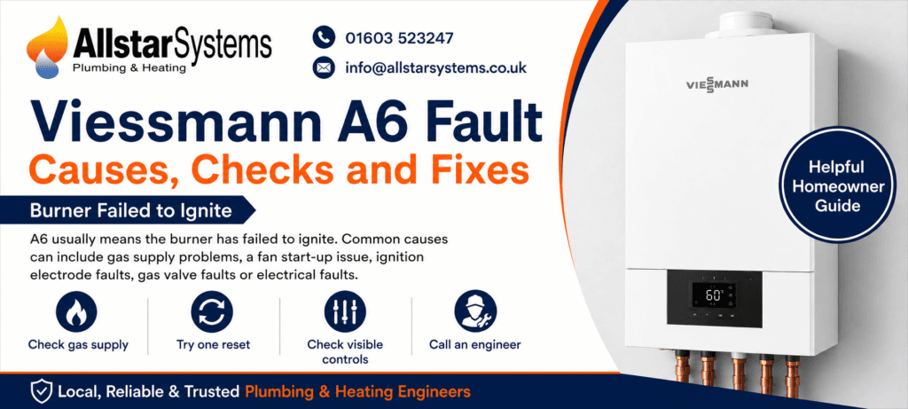 Viessmann A6 burner failed to ignite fault guide from Allstar Systems Plumbing and Heating