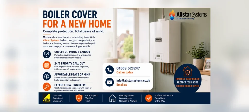 Boiler Cover for a New Home: Is It Worth It? | Allstar Systems Ltd Allstar Systems boiler cover image showing a modern home boiler, boiler protection, servicing, repair support and peace of mind for new homeowners