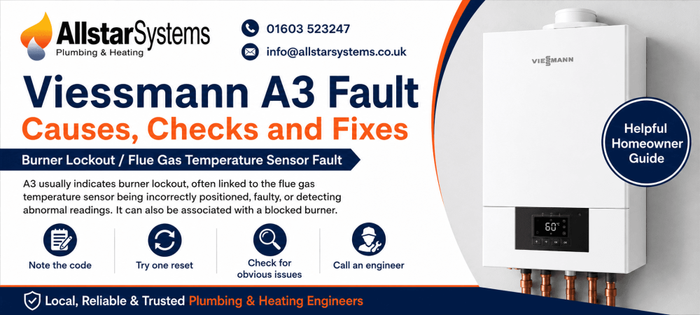 Viessmann A3 burner lockout and flue gas temperature sensor fault guide from Allstar Systems Plumbing and Heating