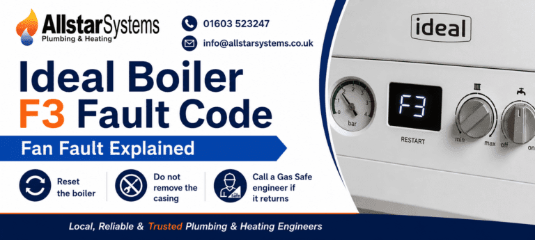 Ideal boiler F3 fault code fan fault guide from Allstar Systems Plumbing and Heating