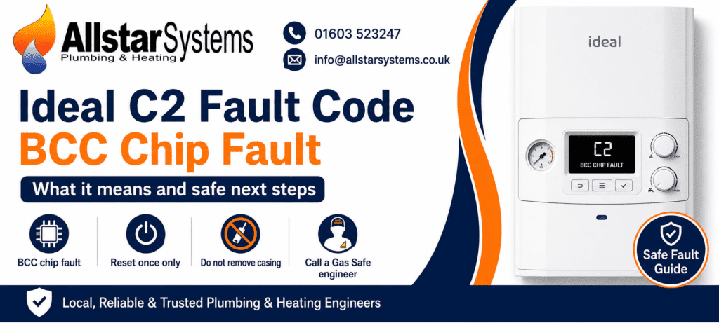 Ideal C2 Fault Code: BCC Chip Fault Explained | Allstar Systems Ltd Ideal C2 fault code BCC chip fault guide from Allstar Systems Plumbing and Heating