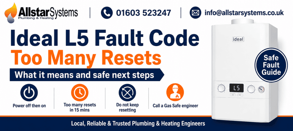 Ideal L5 Fault Code: Too Many Resets Explained | Allstar Systems Ltd Ideal boiler showing L5 fault code for too many resets