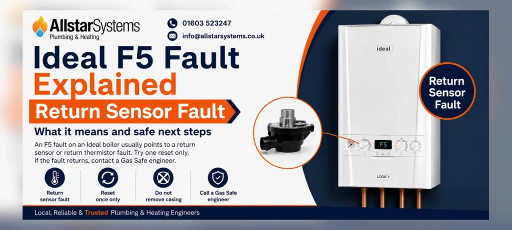 Ideal F5 Fault Code: Causes, Checks and Safe Fixes | Allstar Systems Ltd Ideal F5 return sensor fault guide from Allstar Systems Plumbing and Heating