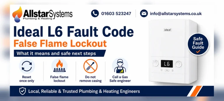 Ideal L6 fault code false flame lockout guide from Allstar Systems Plumbing and Heating