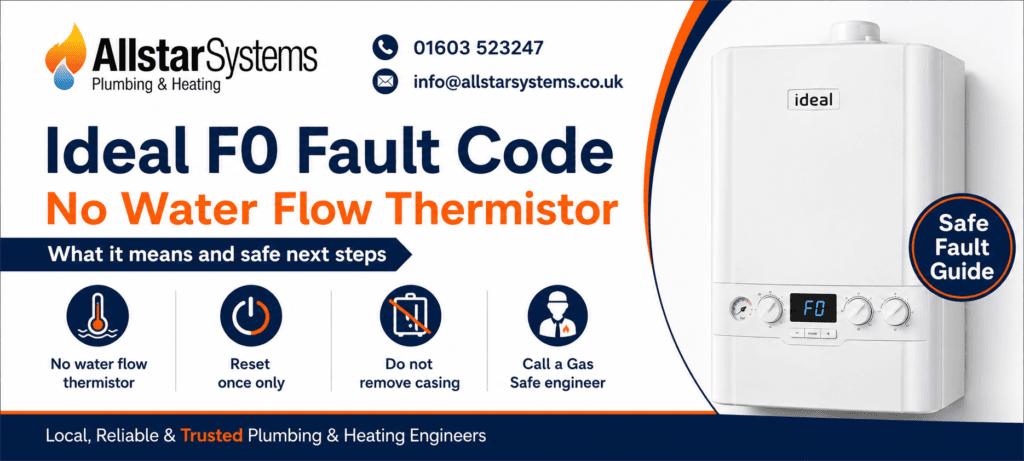 Ideal F0 Fault Code: No Water Flow Thermistor Explained | Allstar Systems Ltd Ideal F0 fault code no water flow thermistor guide from Allstar Systems Plumbing and Heating