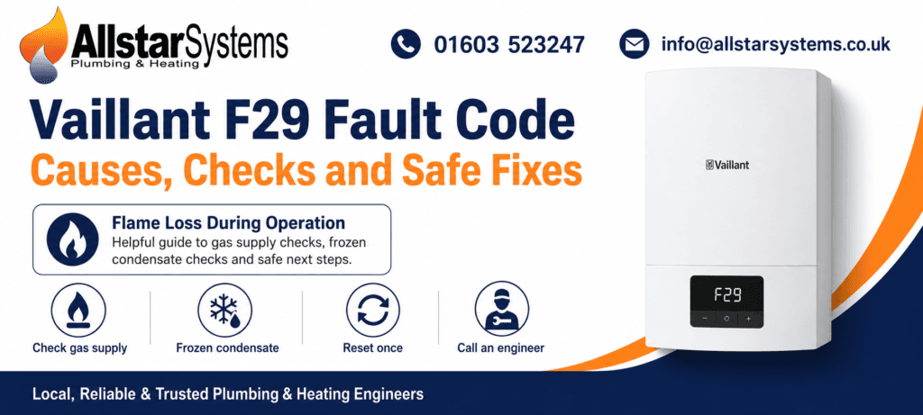 Vaillant F29 Fault Code: Causes, Checks and Safe Fixes | Allstar Systems Ltd Vaillant F29 fault code guide from Allstar Systems Plumbing and Heating