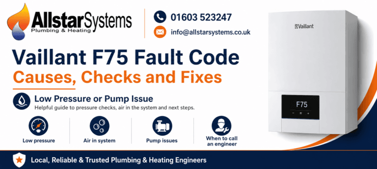 Vaillant F75 low pressure or pump issue guide from Allstar Systems Plumbing and Heating