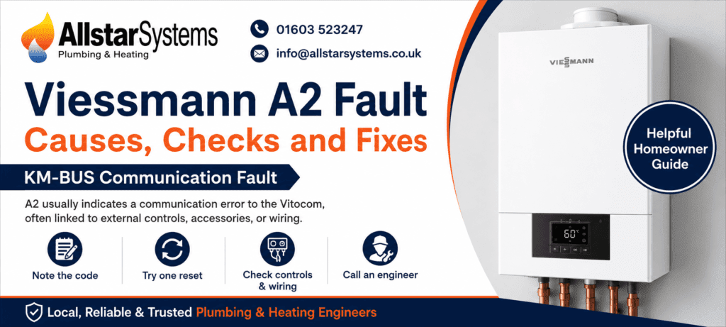 Viessmann A2 Fault: Causes, Checks and Fixes | Allstar Systems Ltd Viessmann A2 KM-BUS communication fault guide from Allstar Systems Plumbing and Heating
