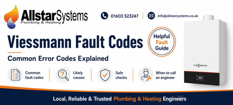 Viessmann boiler display showing a fault code in a modern home
