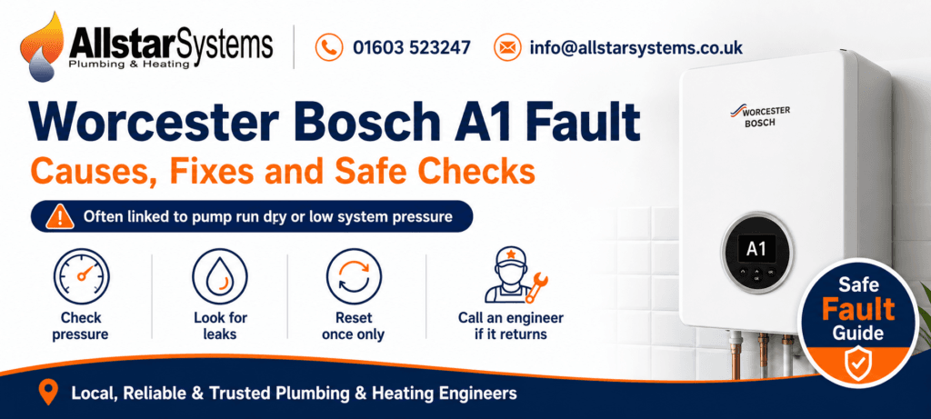 Worcester Bosch A1 Fault: Causes, Fixes and Safe Checks | Allstar Systems Ltd Worcester Bosch A1 fault guide from Allstar Systems Plumbing and Heating