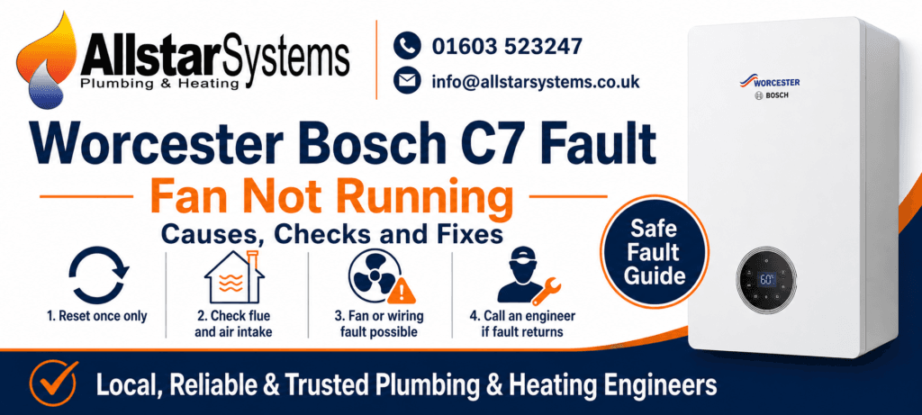 Worcester Bosch C7 Fault Code: Fan Not Running Explained | Allstar Systems Ltd Worcester Bosch C7 fan not running guide from Allstar Systems Plumbing and Heating