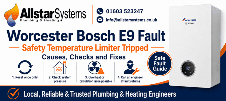 Worcester Bosch E9 safety temperature limiter fault guide from Allstar Systems Plumbing and Heating