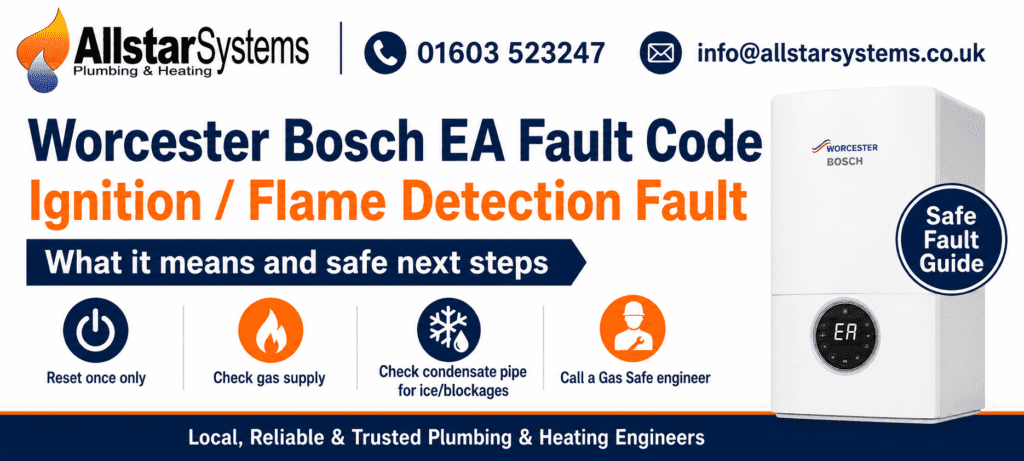 Worcester Bosch EA Fault: Causes, Safe Checks and Fixes | Allstar Systems Ltd Worcester Bosch EA fault code guide from Allstar Systems Plumbing and Heating