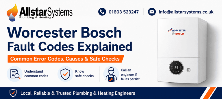 Worcester Bosch fault codes explained guide from Allstar Systems Plumbing and Heating